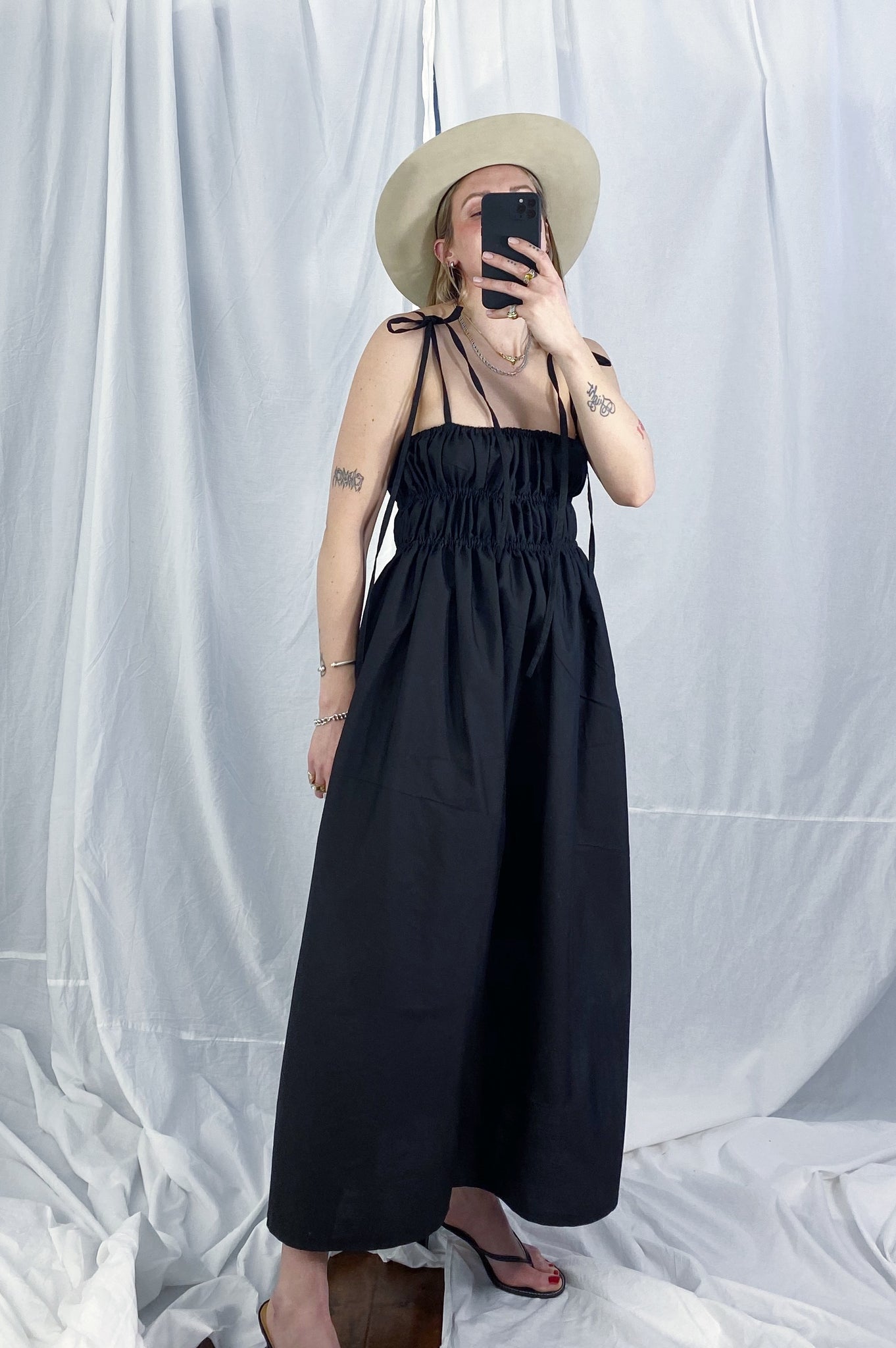 gathered bustier midi dress Women's You Already Know Black Cotton Bustier Bodice Midi Dress | Size: S