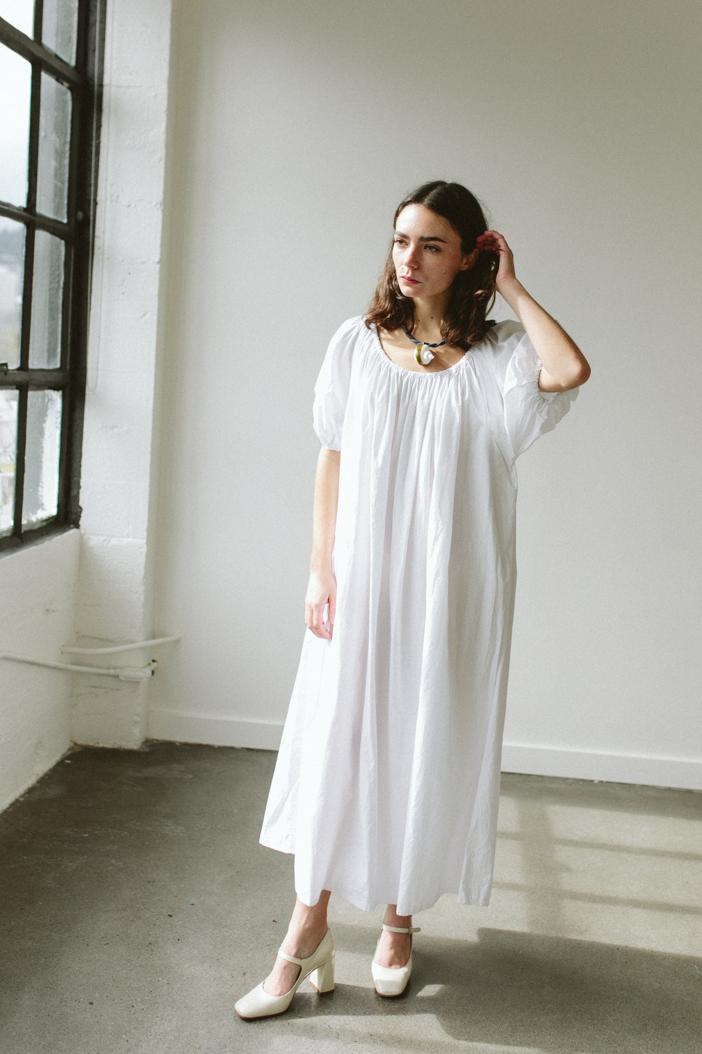 Peasant Midi Dress 1 / White